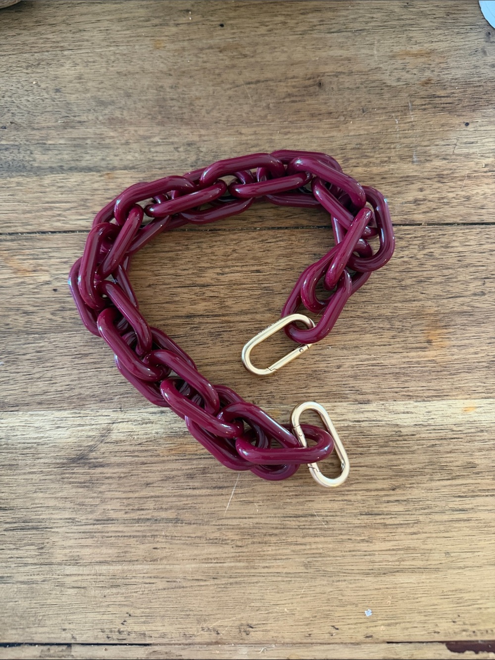Clare V Maroon Chunky Chain Strap with Gold Hardware